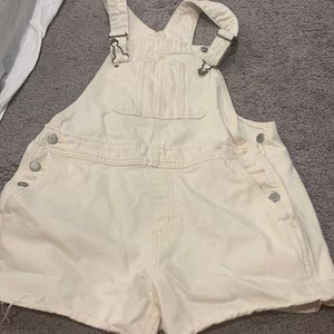 Old Navy White Denim Overall Shorts